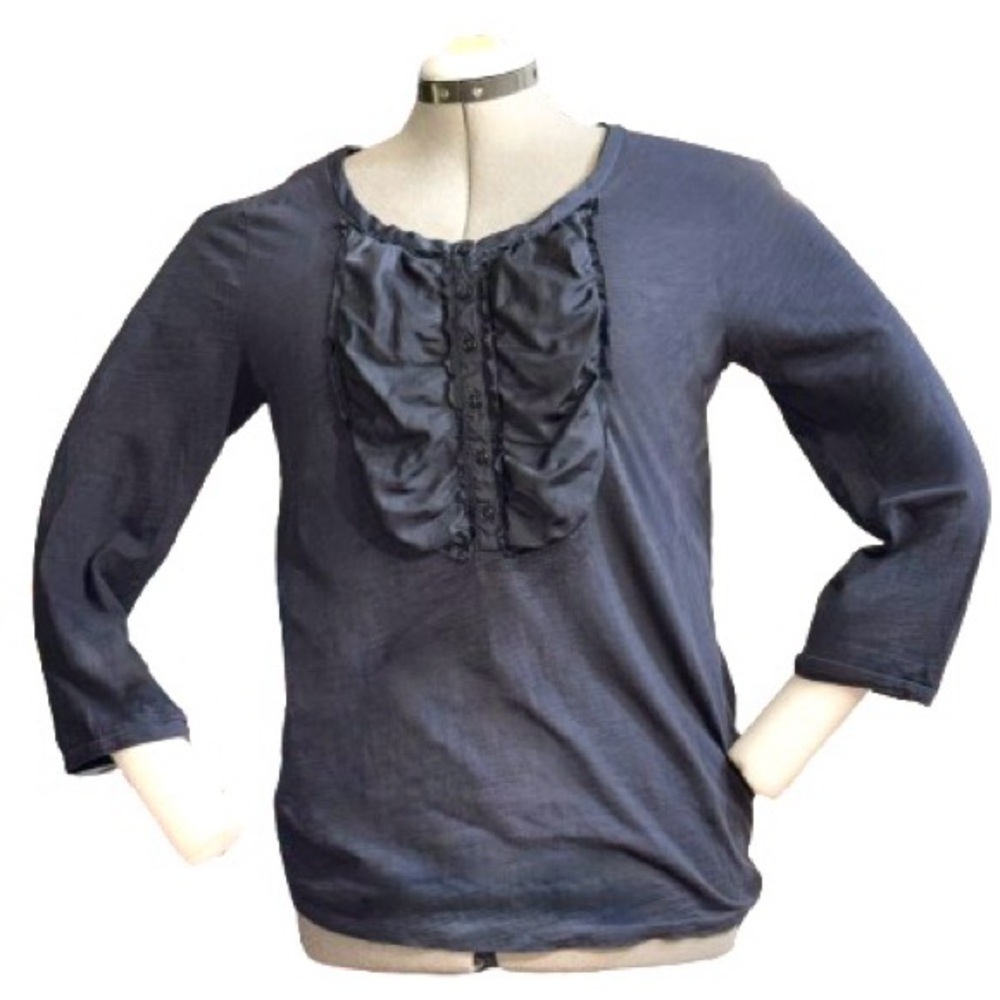 J. Crew cotton/silk ruffle accent top Wmns Sz Lg